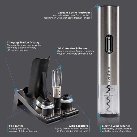 NWT Ivation Stainless Steel Electric Wine Opener Set - Picture 4 of 13